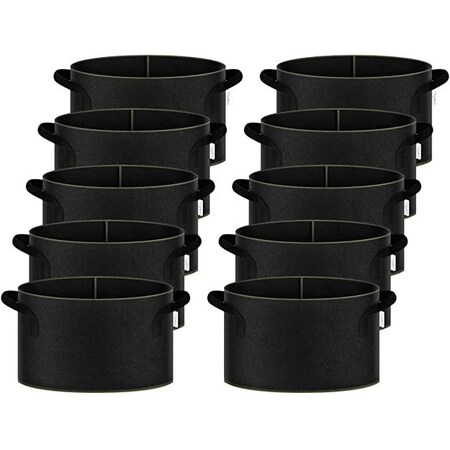 Ipower Grow Bag 5 gallon 10 pack with green edge, 10PK GLGROWBAG5X5EGRNX2